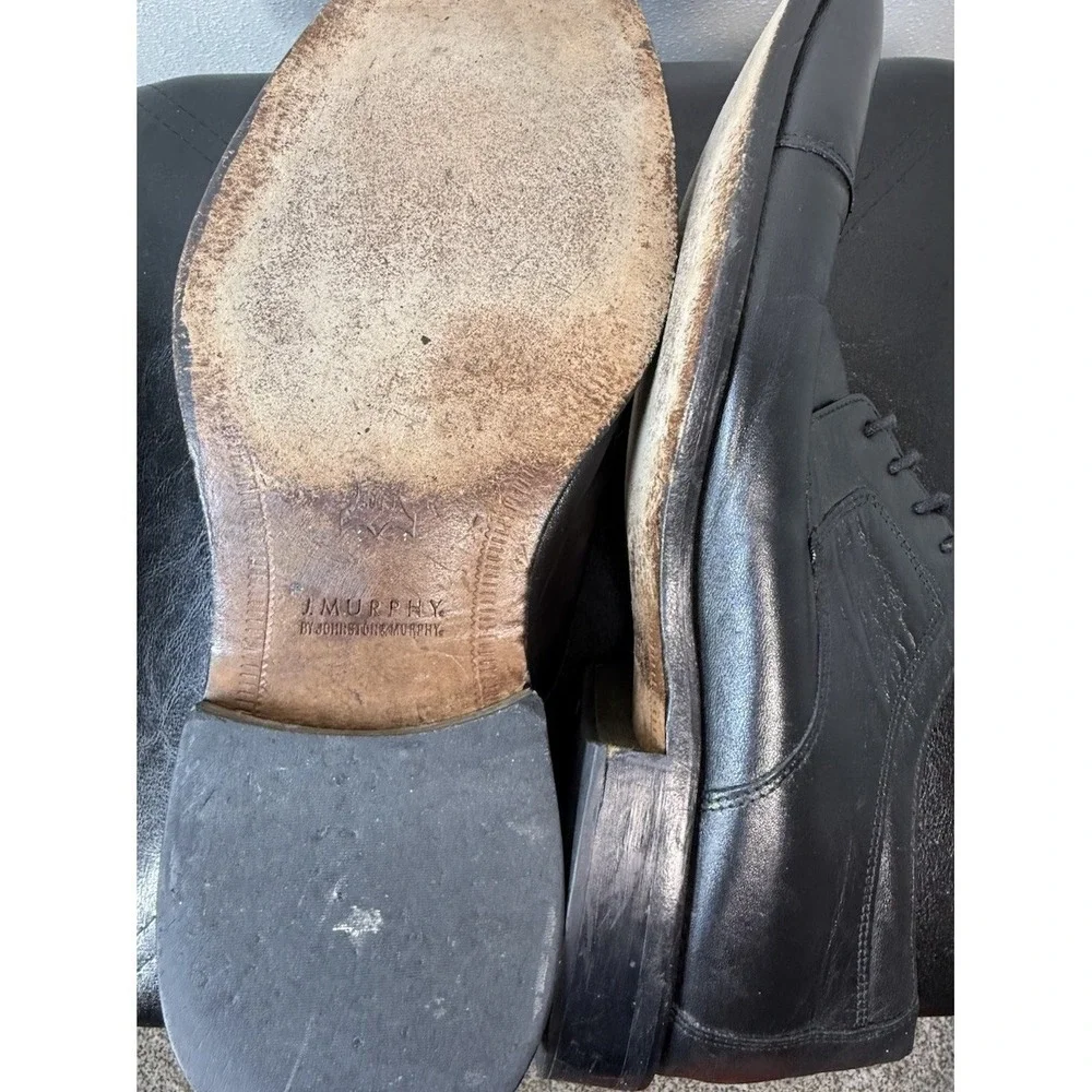 Murphy Johnston & Murphy Black Leather Cap Toe Oxford Dress Shoes Men's 12W